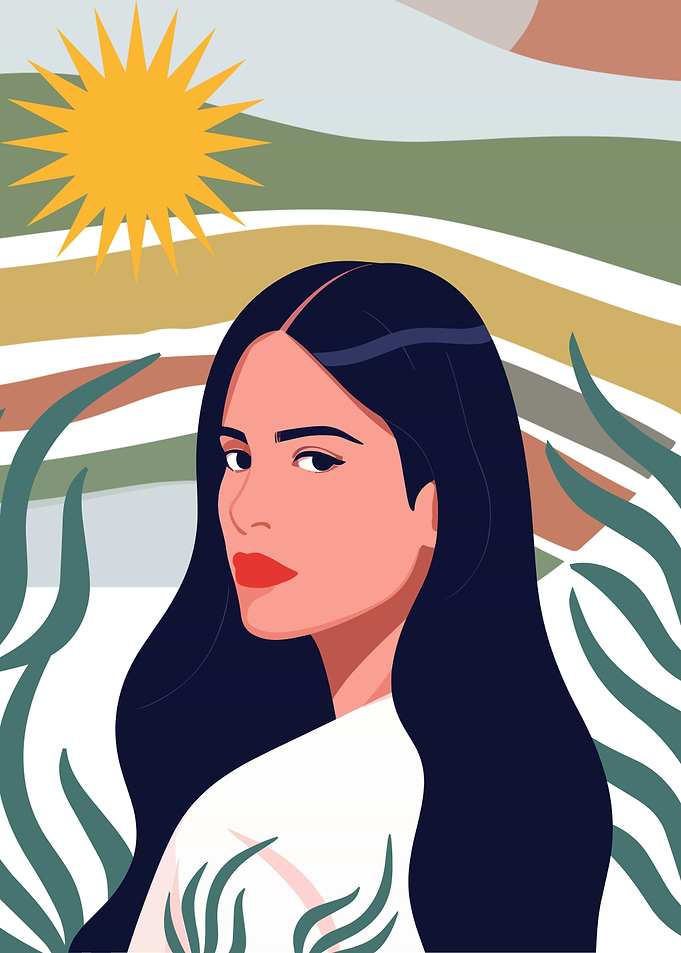 Woman in nature with sun