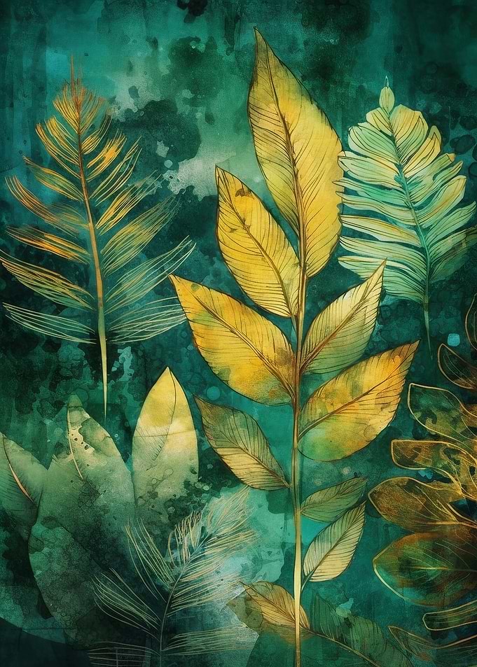 Watercolor Tropical Leaves