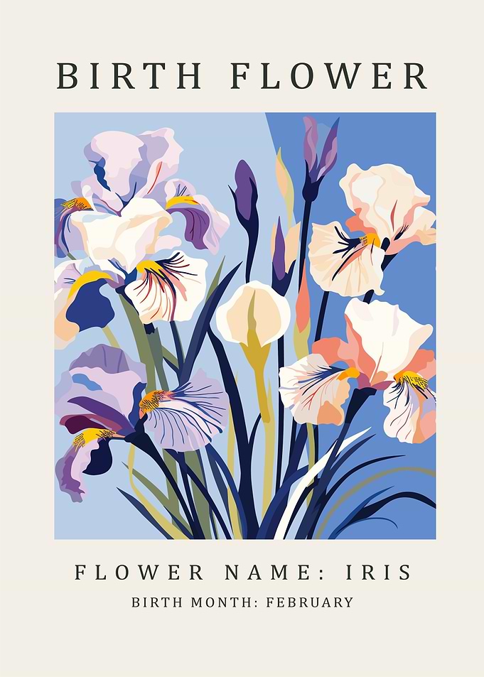 Iris Birth Flower Poster