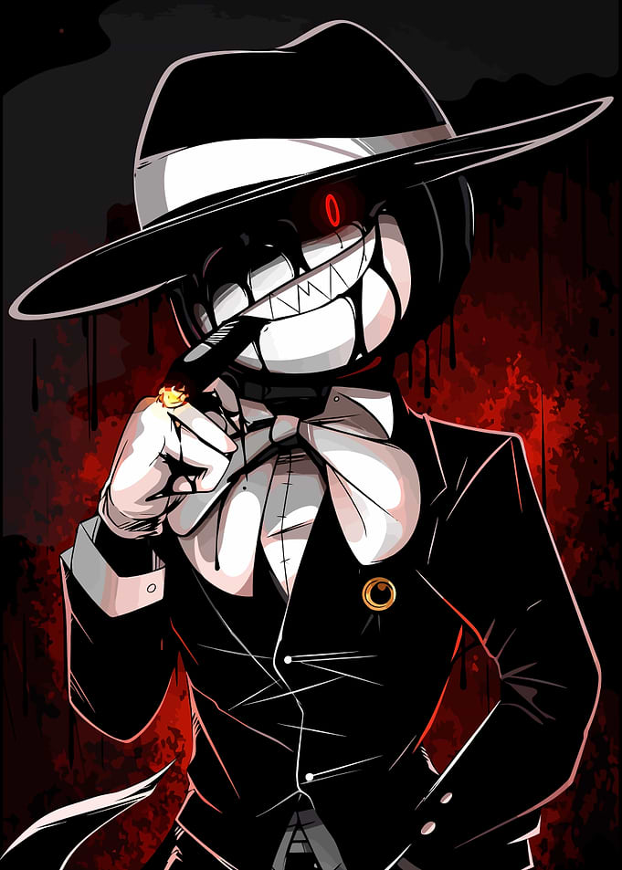 Creepy Cartoon Character in Suit and Hat