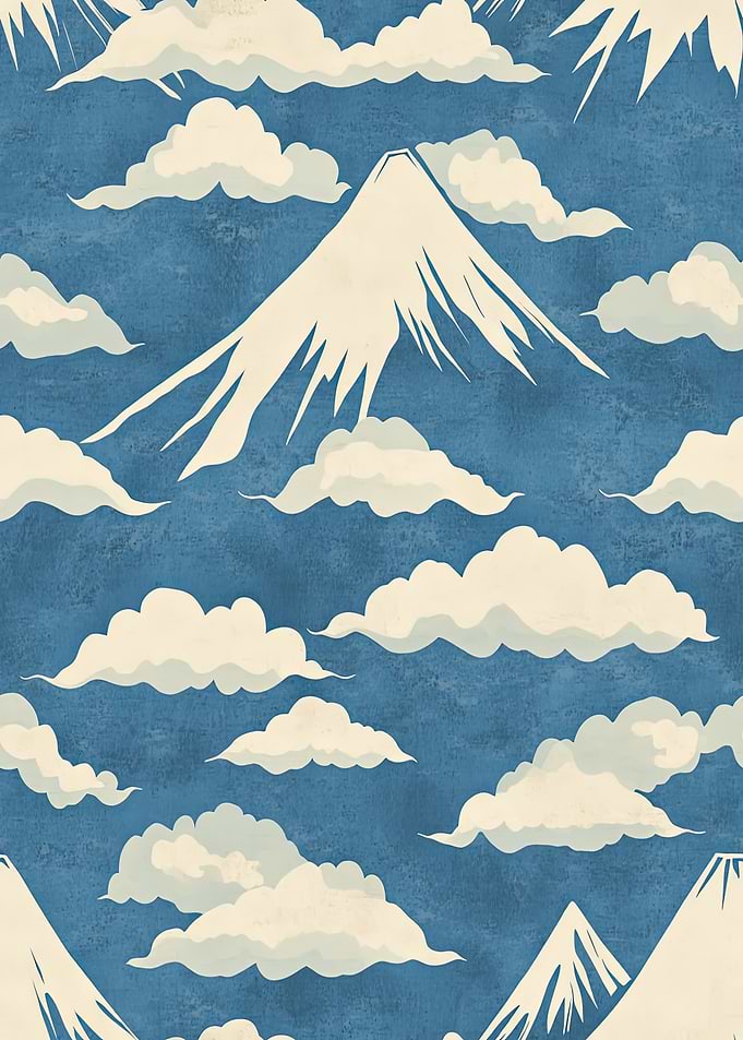 Mount Fuji and Clouds Pattern
