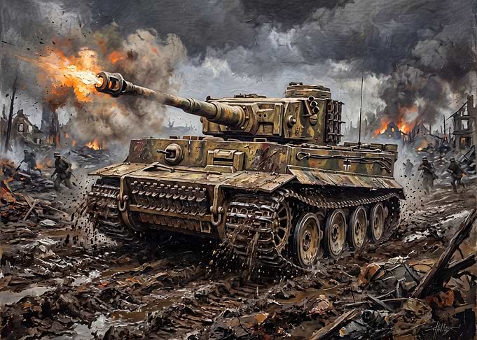 Tiger Tank Firing in Battle