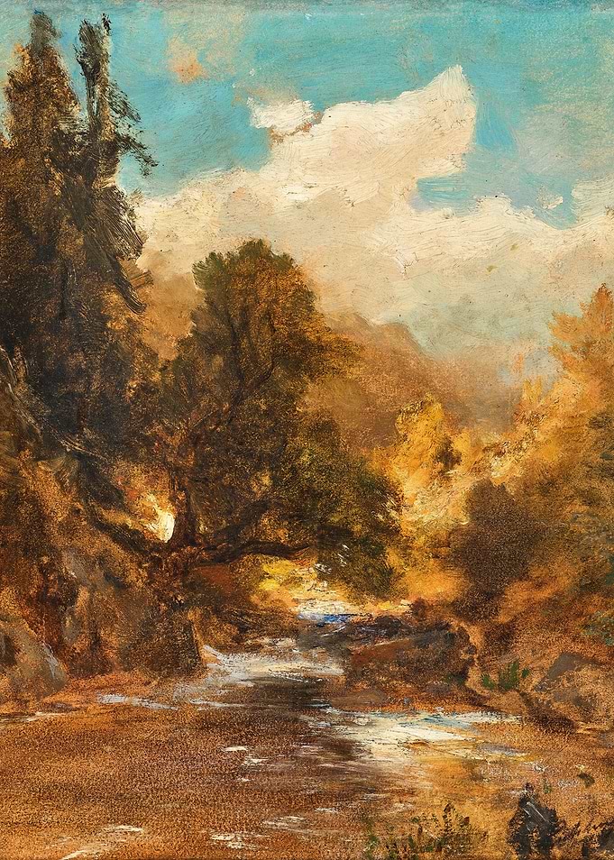 Autumn Forest Stream Painting