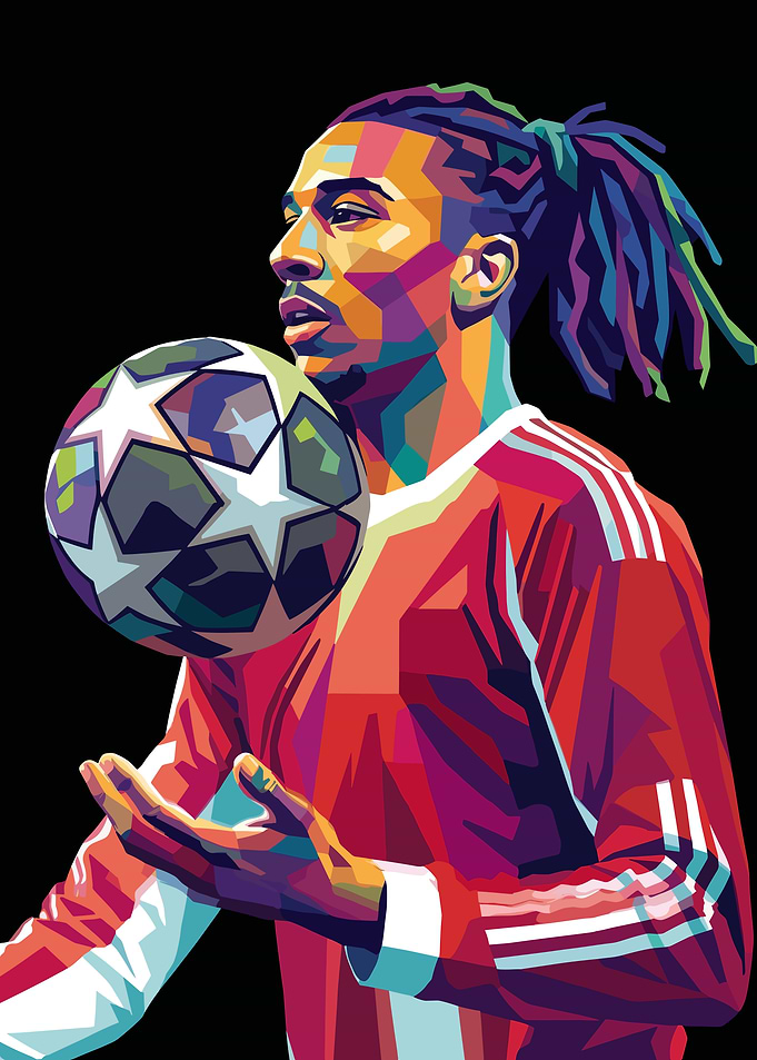 Football Player with Champions League Ball