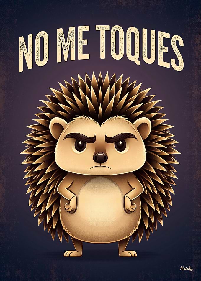 No Me Toques Hedgehog – Funny Cartoon Poster