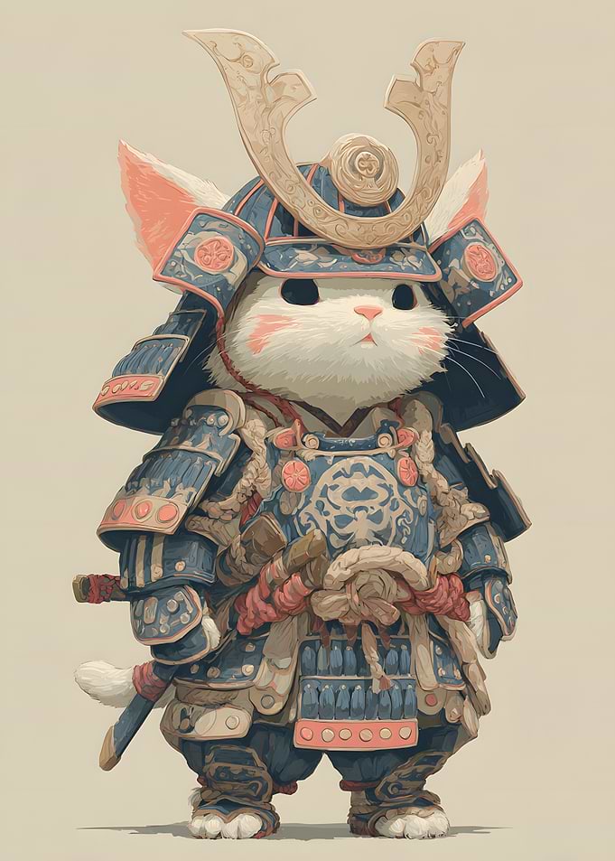 Cute Samurai Cat Warrior