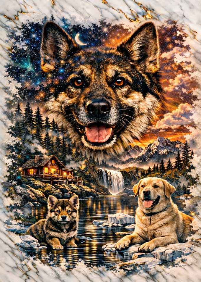 Dogs in a Mountain Landscape