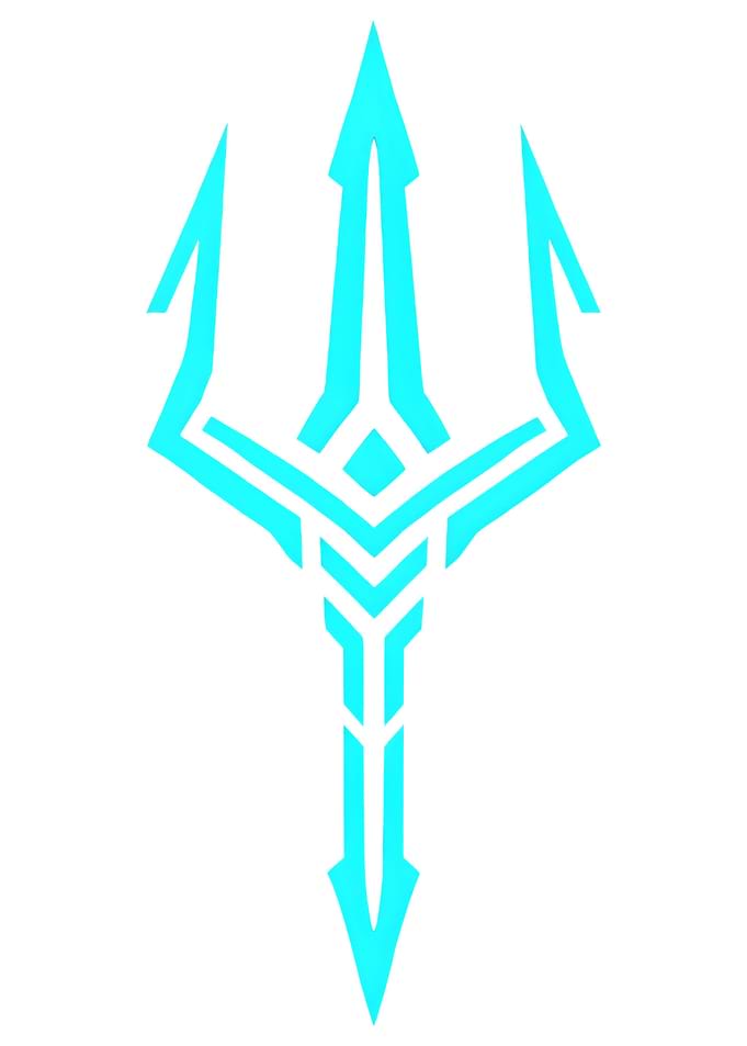 Cyan Trident Symbol