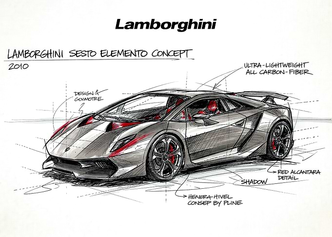 Lamborghini Sesto Elemento Concept Sketch