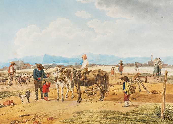 Rural Scene with People and Animals