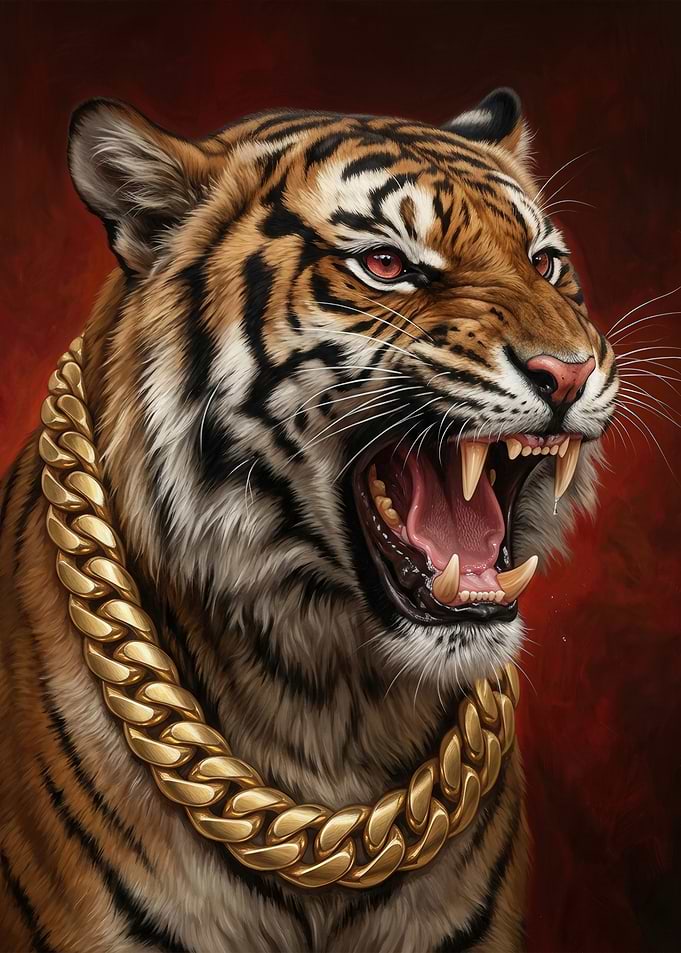 Tiger with Gold Chain