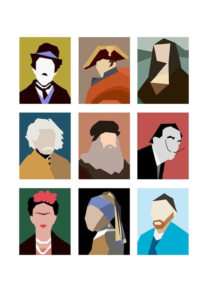 Famous Artists and Figures in Minimalist Style