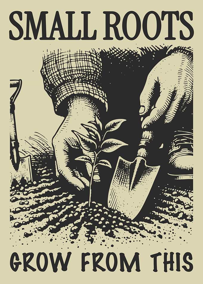 Planting Hands Seedling Vintage Engraving Botanical Poster Garden Growth Wall Art