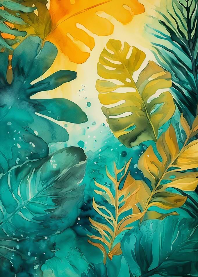 Watercolor Tropical Leaves