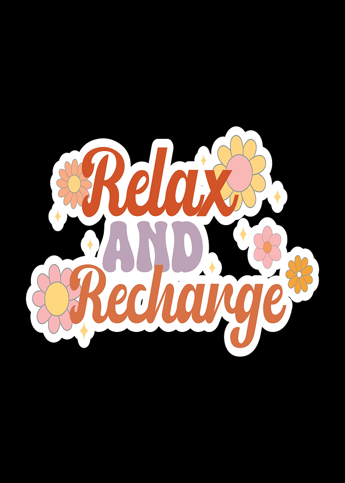 Relax and Recharge Retro Floral Sticker