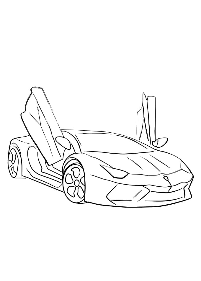 Line Art Sports Car with Scissor Doors