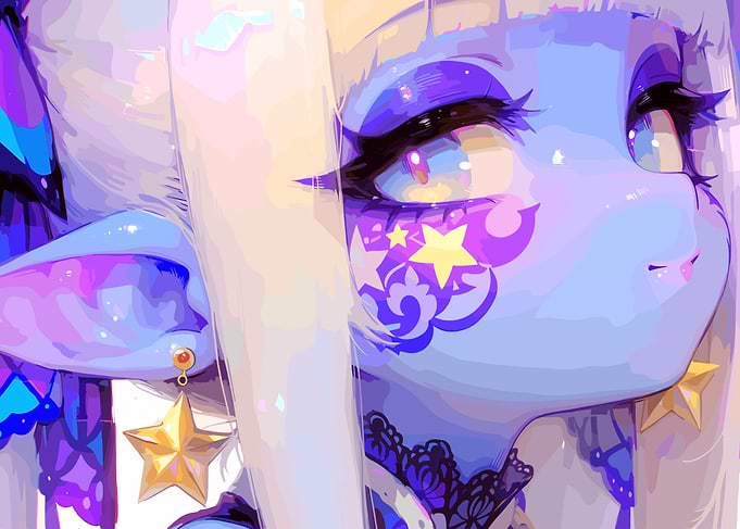 Blue Character with Star Decorations