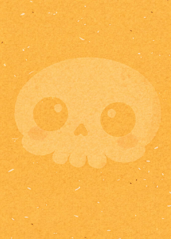 Cute Skull on Orange Background
