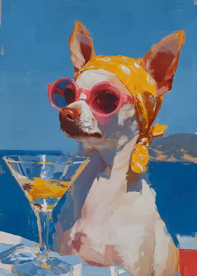 Chihuahua in Sunglasses with Martini