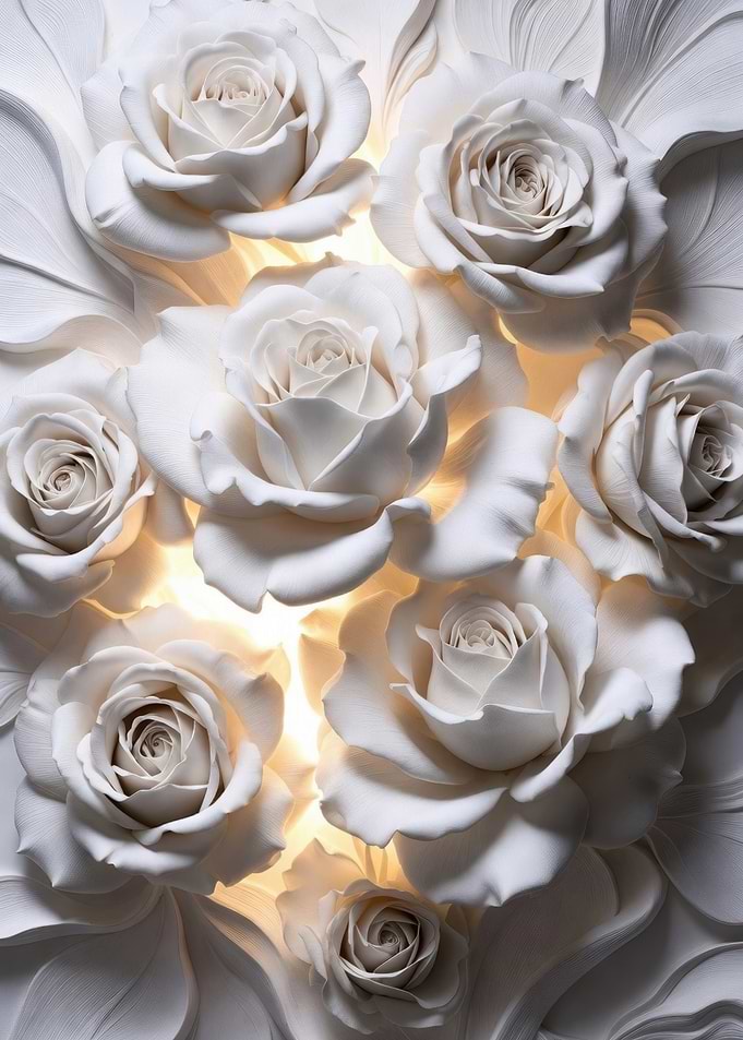 White Roses with Golden Light