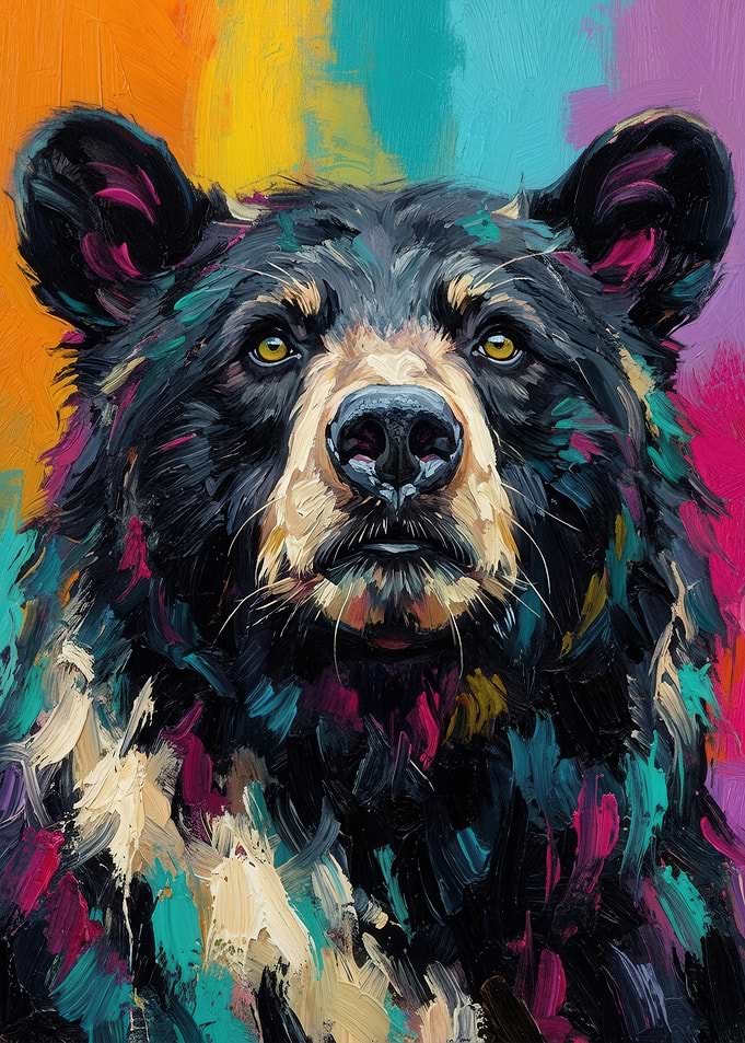Vibrant Black Bear Portrait