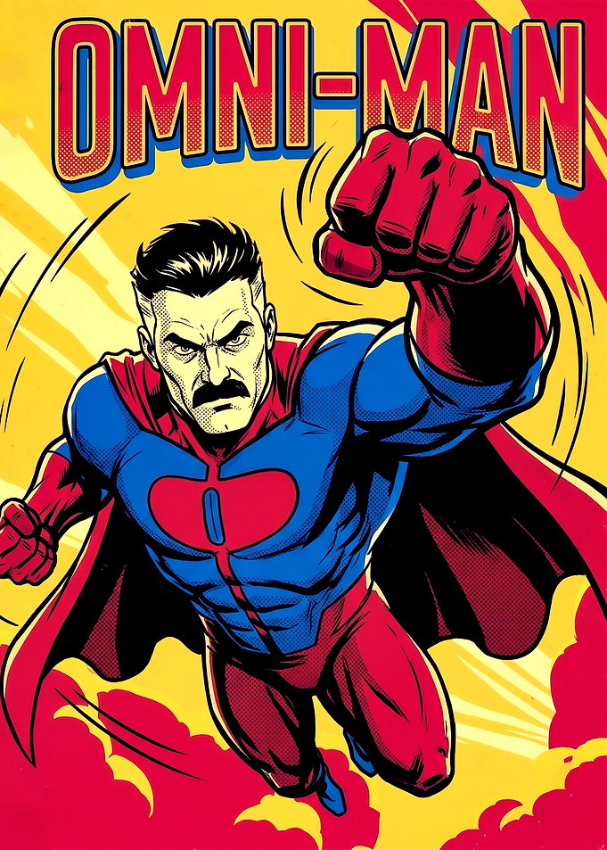 Omni-Man Flying with Fist Raised