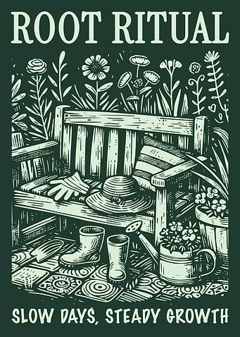 Gardening Bench Plants Vintage Engraving Botanical Poster Garden Tools Wall Art