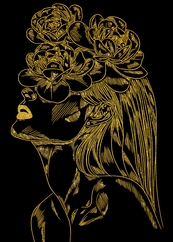 Golden Woman with Flowers