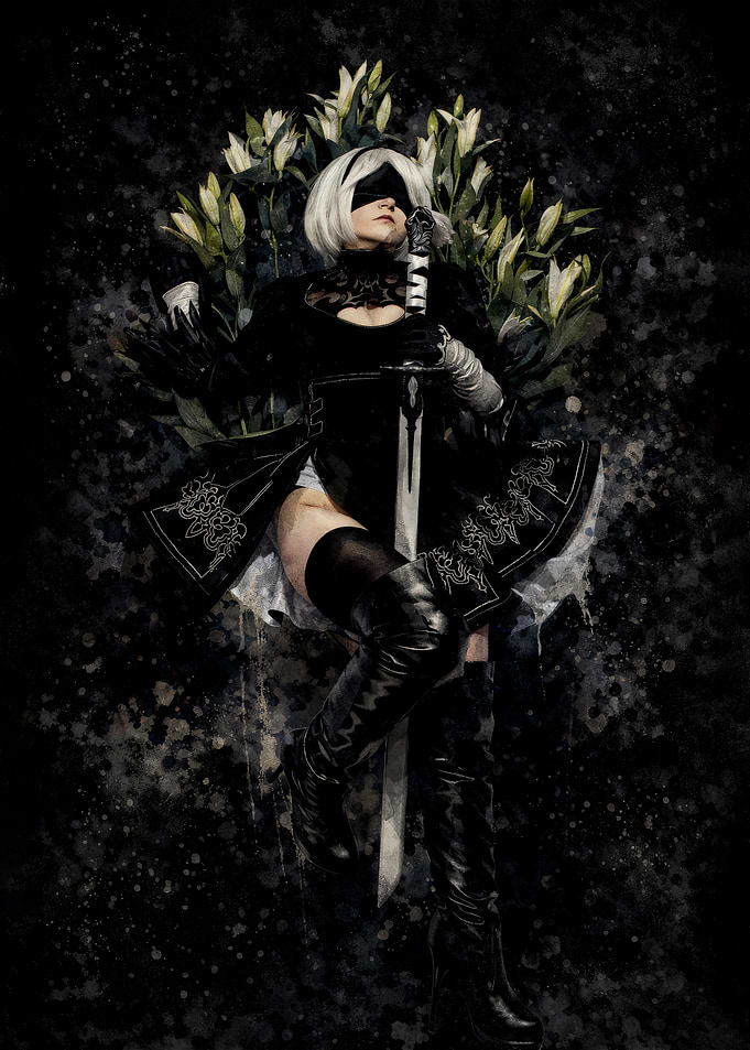 2B with Sword and Lilies