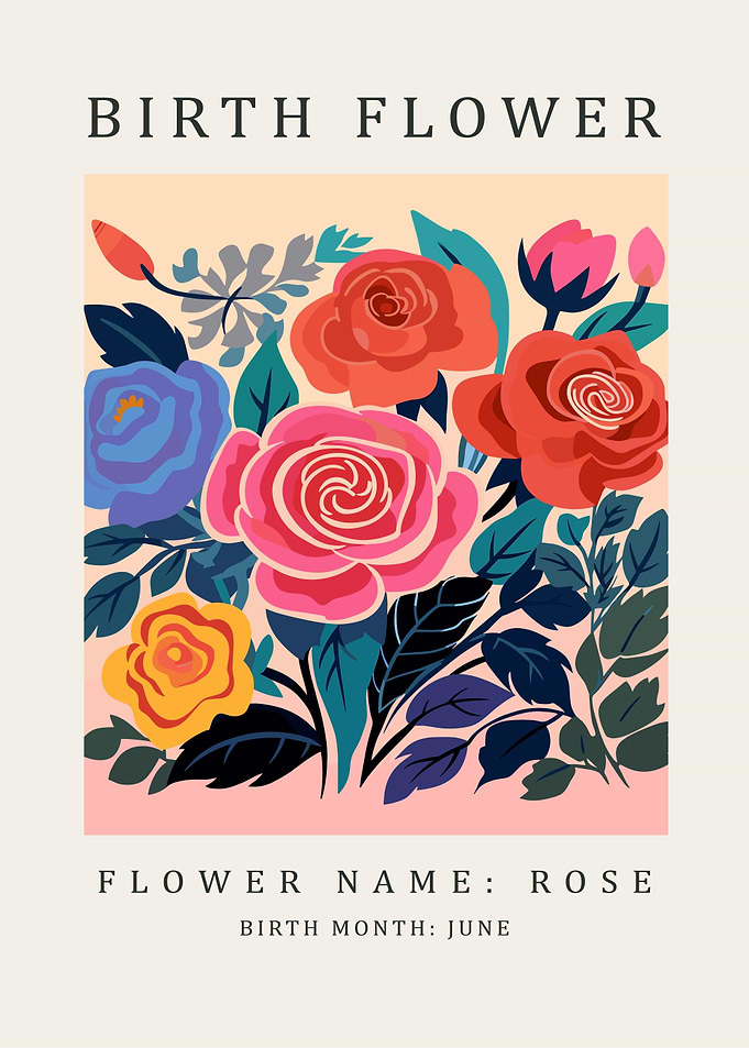 Rose Birth Flower Art