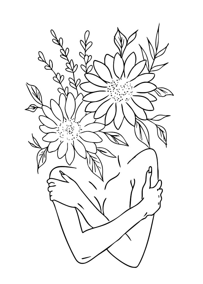 Woman with Flowers for Head