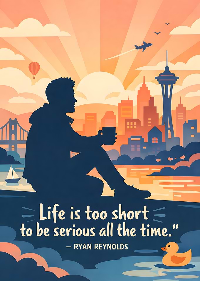 Ryan Reynolds Quote with Cityscape