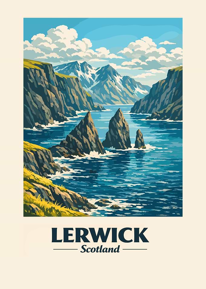 Vintage Lerwick Scotland Landscape