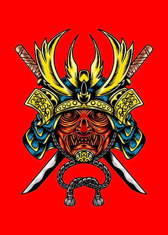 Samurai Mask with Crossed Swords