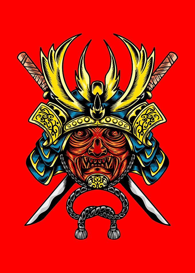 Samurai Mask with Crossed Swords