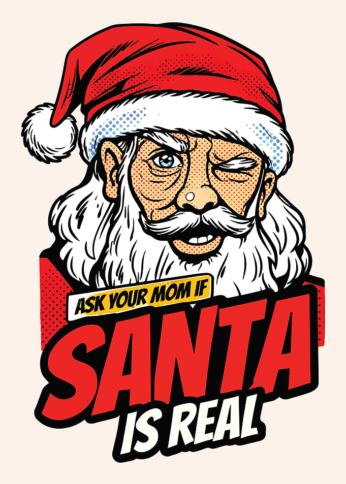 Winking Santa Claus with a Question