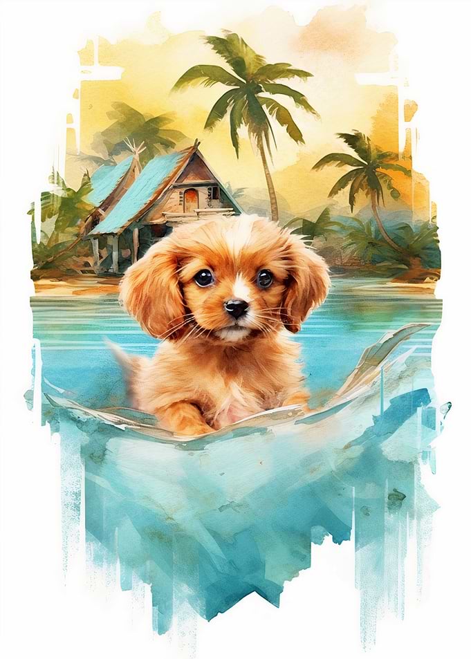 Puppy in a Tropical Setting
