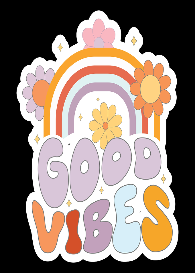 Good Vibes Retro Rainbow Sticker