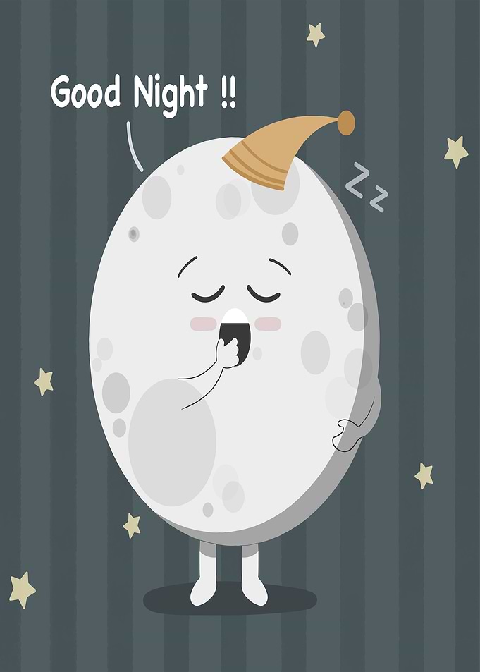 Cute Moon Yawning Good Night
