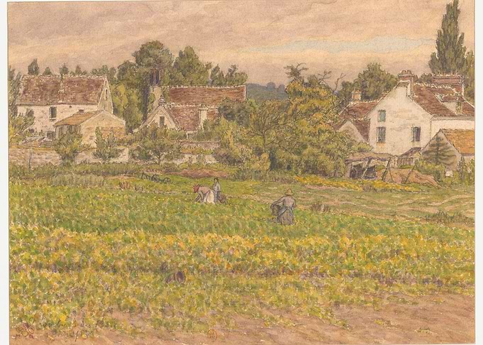 Rural Farm Scene with Workers