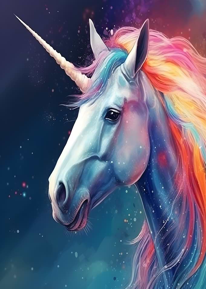 Rainbow Mane Unicorn Portrait