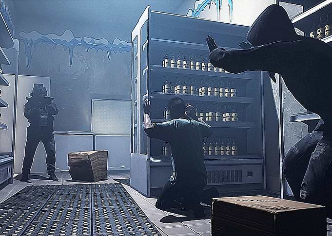 Tense Standoff in a Cold Storage Room