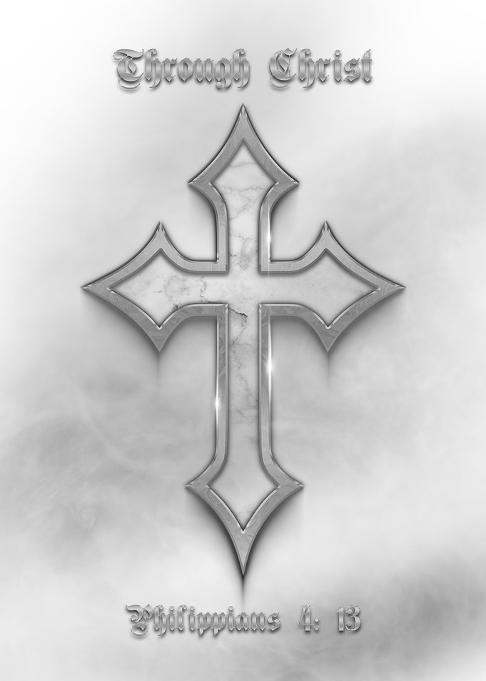 Through Christ Silver Cross Christian Faith Bible Verse