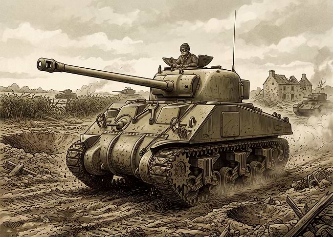 World War II Tank Battle Illustration