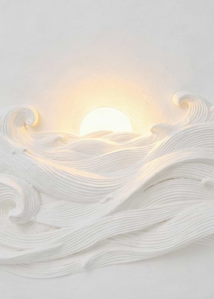 White Waves and Sun Wall Art