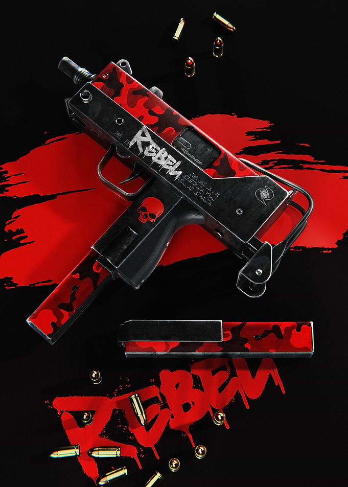 Rebel Themed Submachine Gun