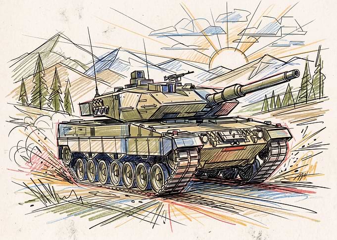 Tank in a Mountain Landscape