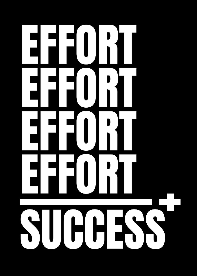 Effort equals success text art