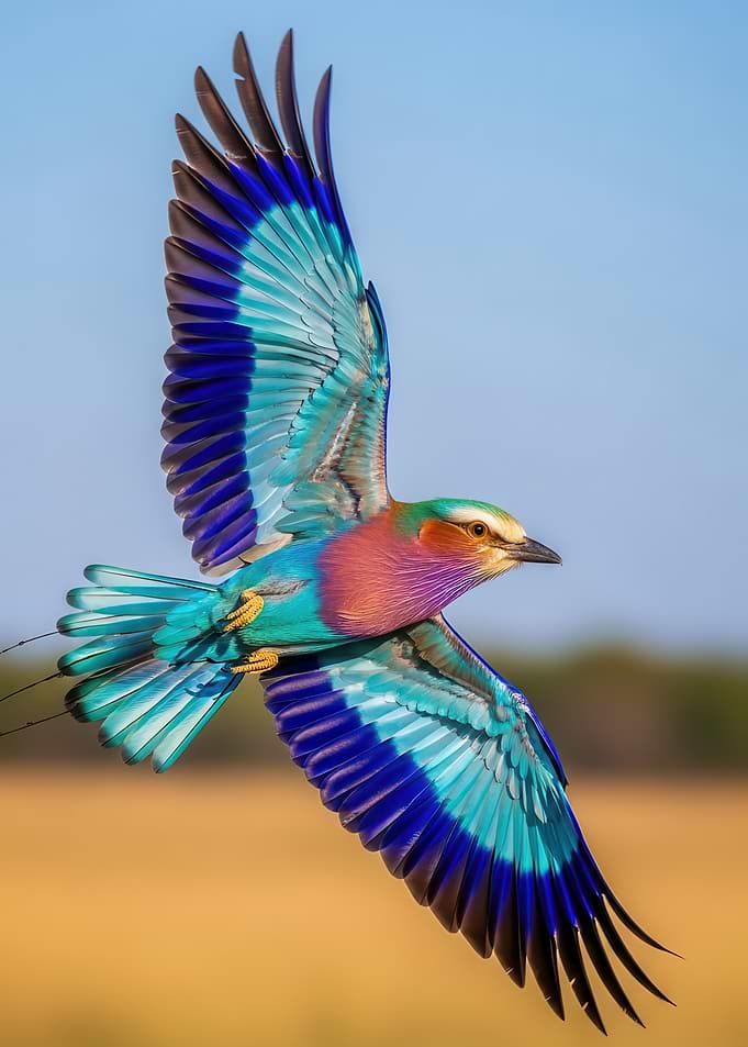 Lilac-breasted Roller in Flight