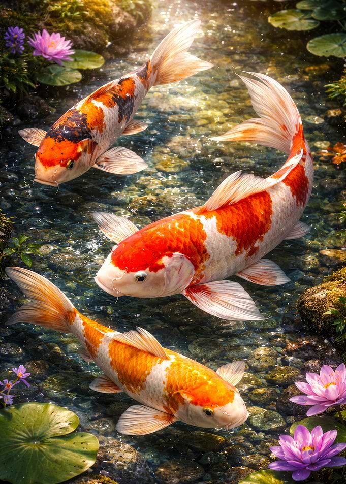 Koi Fish in a Pond